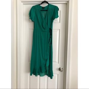 Who What Wear Target Green Midi Wrap Dress